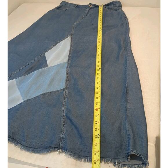 Inc International Concepts Sz 8 Whimsigoth Chambray Denim Patchwork Maxi Skirt - Picture 11 of 15